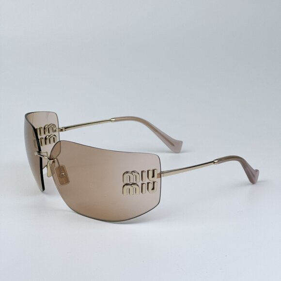 Miu Miu MU54YS ZVN20F BRAND NEW Sunglassses Pink Mirror Wraparound Rimless Women main image 6